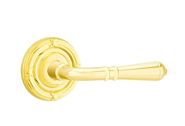 Emtek Turino Lever - Ribbon and Reed Rosette - Polished Brass