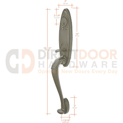 Emtek Tuscany Grip by Grip Handleset Measurements
