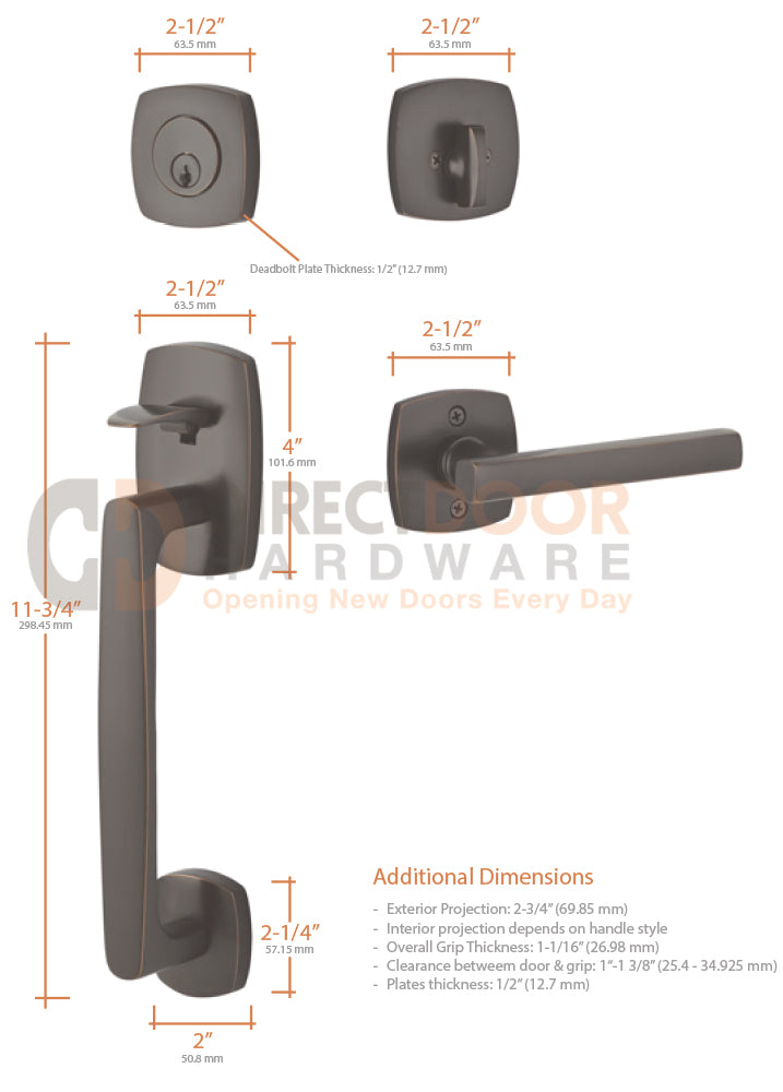 Emtek Urban Modern Sectional Entrance Handleset