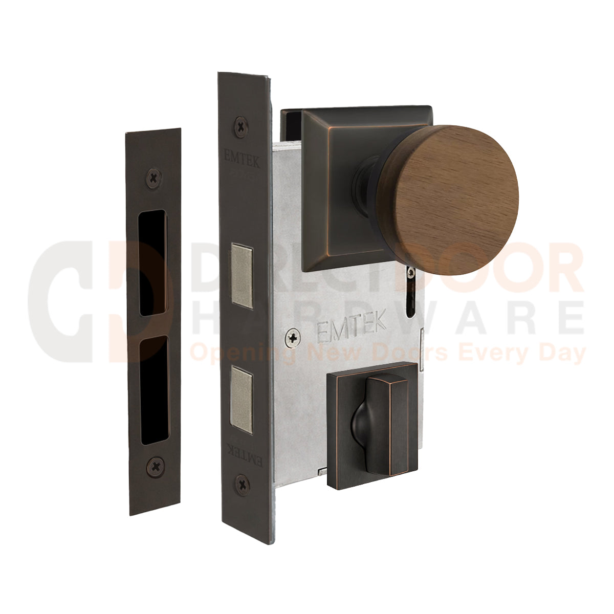 Emtek Walnut Interior Mortise Knob with Quincy Rosette