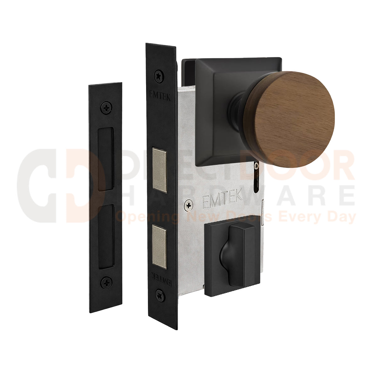 Emtek Walnut Interior Mortise Knob with Quincy Rosette