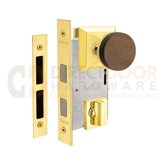 Emtek Walnut Interior Mortise Knob with Quincy Rosette