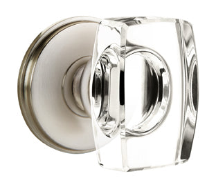 Emtek Windsor Crystal Knob with Watford Rosette Satin Nickel