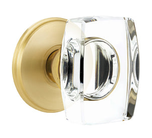 Emtek Windsor Crystal Knob with Watford Rosette Satin Brass