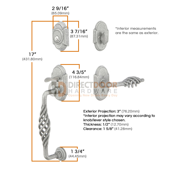 Emtek Wrought Steel Lafayette Sectional Handleset