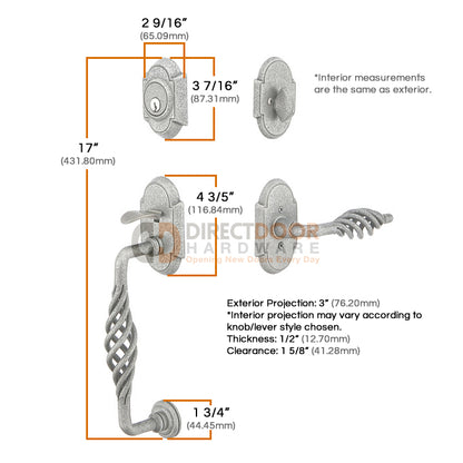 Emtek Wrought Steel Lafayette Sectional Handleset
