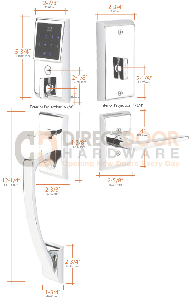 Emtek EMTouch Ares Grip Keyless Handleset