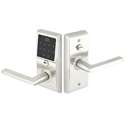 Emtek EMTouch Modern Keyless Leverset - Shown in Satin Nickel