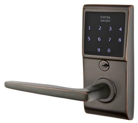 Emtek EMTouch Modern Keyless Leverset - Shown in Satin Nickel