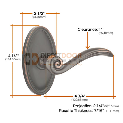 Emtek Elan Lever with Oval Rosette Measurments
