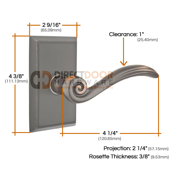 Emtek Elan Lever with Rectangular Measurements