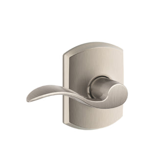 Schlage Accent Passage Lever with Greenwich Rosette - Satin Nickel