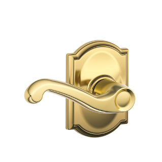 Schlage Flair Passage Lever with Camelot Rosette-Bright Brass