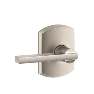 Schlage Latitude Passage Lever with Greenwich Rosette - Satin Nickel