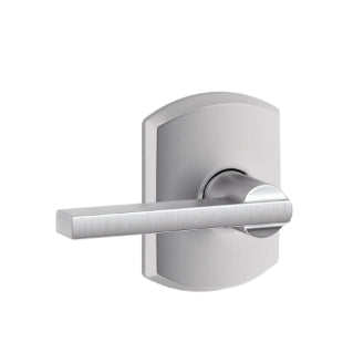 Schlage Latitude Passage Lever with Greenwich Rosette - Satin Chrome