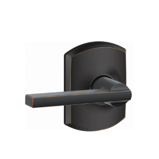 Schlage Latitude Passage Lever with Greenwich Rosette - Aged Bronze