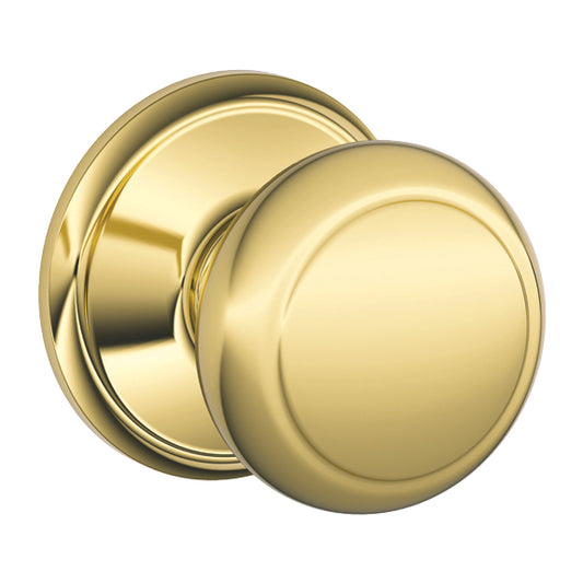 Schlage Andover Doorknob in Bright Brass
