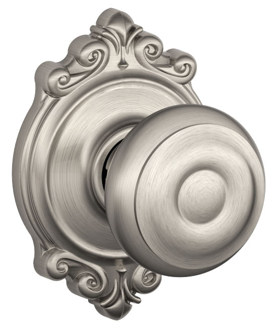 Georgian Knob with Brookshire Rosette - Satin Nickel