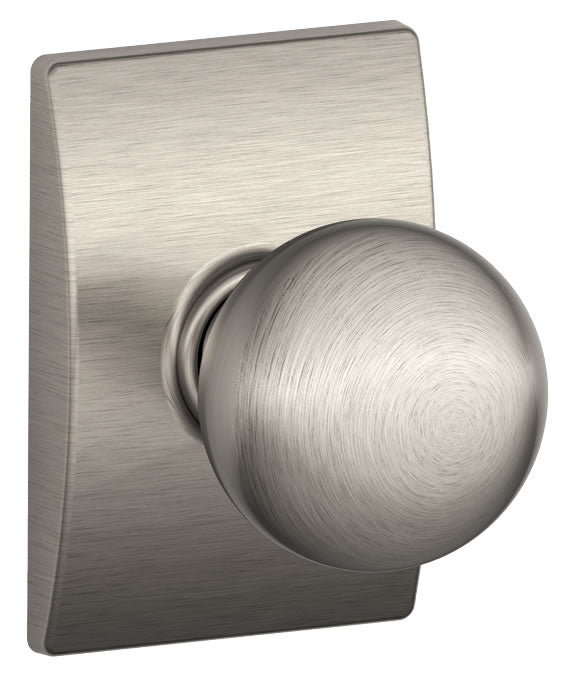 Schlage Orbit Passage Doorknob with Century Rosette-Satin Nickel