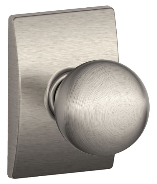 Schlage Orbit Passage Doorknob with Century Rosette-Satin Nickel
