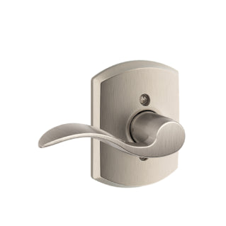 Schlage Accent Dummy Lever with Greenwich Rosette-Satin Nickel