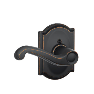 Schlage Flair Dummy Lever with Camelot Rosette-Aged Bronze