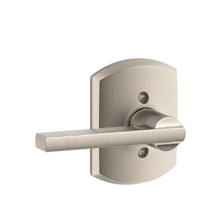 Schlage Latitude Dummy Lever with Greenwich Rosette-Satin Nickel
