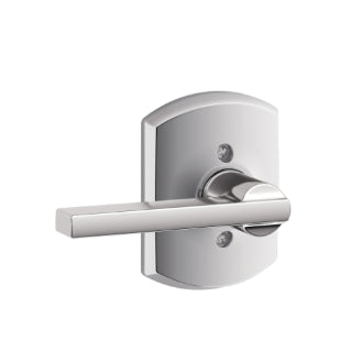 Schlage Latitude Dummy Lever with Greenwich Rosette-Bright Chrome