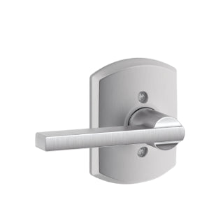 Schlage Latitude Dummy Lever with Greenwich Rosette-Satin Chrome
