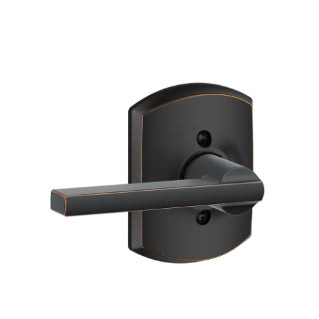 Schlage Latitude Dummy Lever with Greenwich Rosette-Aged Bronze