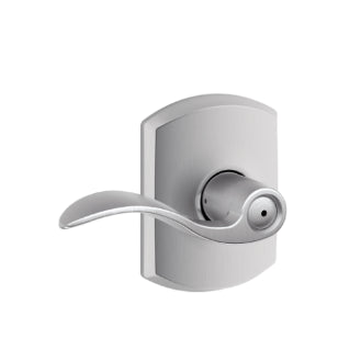 Schlage Accent Privacy Lever with Greenwich Rosette-Satin Chrome