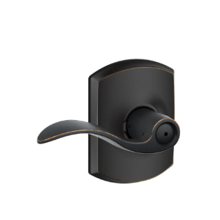 Schlage Accent Privacy Lever with Greenwich Rosette-Aged Bronze