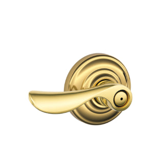 Schlage Champagne Privacy Lever with Andover Rosette-Bright Brass