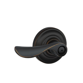 Schlage Champagne Privacy Lever with Andover Rosette-Aged Bronze