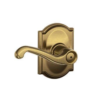 Schlage Flair Privacy Lever with Camelot Rosette-Antique Brass