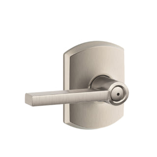 Schlage Latitude Privacy Lever with Greenwich Rosette-Satin Nickel