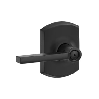 Schlage Latitude Privacy Lever with Greenwich Rosette-Matte Black