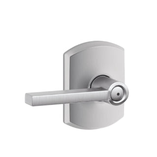 Schlage Latitude Privacy Lever with Greenwich Rosette-Satin Chrome