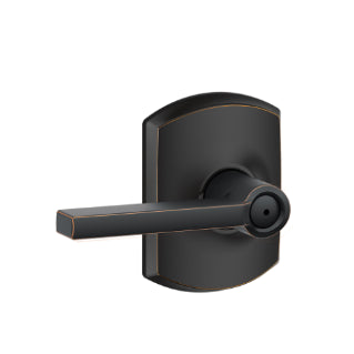 Schlage Latitude Privacy Lever with Greenwich Rosette-Aged Bronze