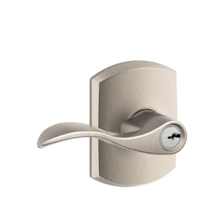 Schlage Accent Keyed Lever with Greenwich Rosette-Satin Nickel