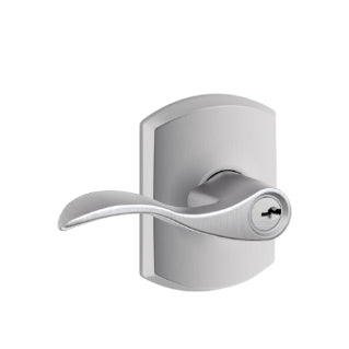 Schlage Accent Keyed Lever with Greenwich Rosette-Satin Chrome