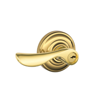 Schlage Champagne Keyed Lever with Andover Rosette-Bright Brass