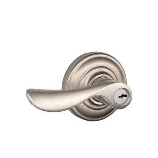 Schlage Champagne Keyed Lever with Andover Rosette-Satin Nickel