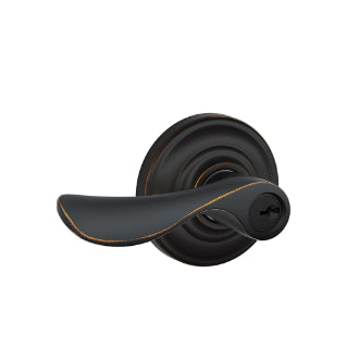Schlage Champagne Keyed Lever with Andover Rosette-Aged Bronze