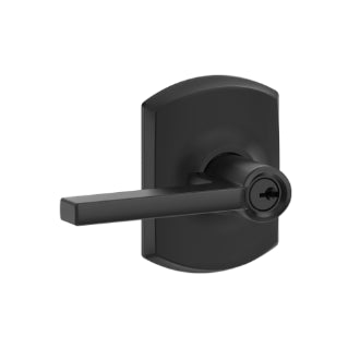 Schlage Latitude Keyed Lever with Greenwich Rosette-Matte Black