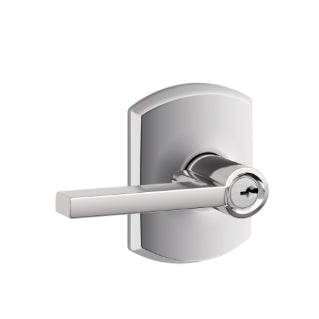 Schlage Latitude Keyed Lever with Greenwich Rosette-Bright Chrome