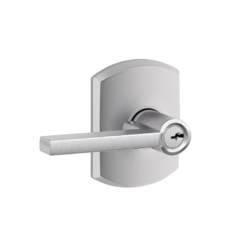 Schlage Latitude Keyed Lever with Greenwich Rosette-Satin Chrome