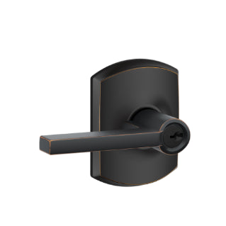 Schlage Latitude Keyed Lever with Greenwich Rosette-Aged Bronze