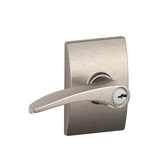 Schlage Manhattan Keyed Lever with Century Rosette in Satin Nickel