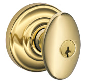 Schlage Siena Keyed Knob with Andover Rosette-Bright Brass